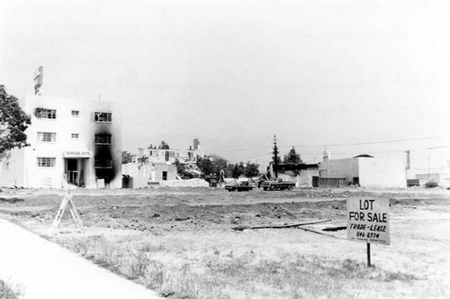 Burbank Hotel being used by the fire department for training purposes, 1979