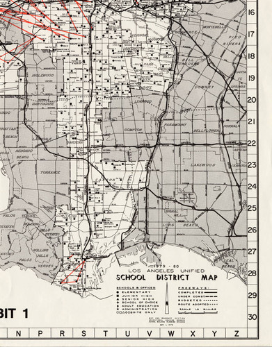 Los Angeles Unified School District bus map, Los Angeles, 1979