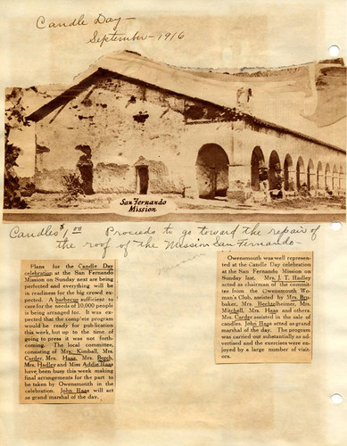 Candle Day Celebration at the San Fernando Mission, Sept. 1916