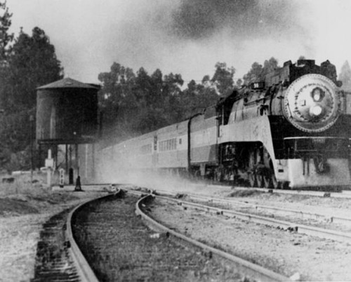 Southern Pacific's "Daylight Limited" crossing Devonshire Street, after 1946