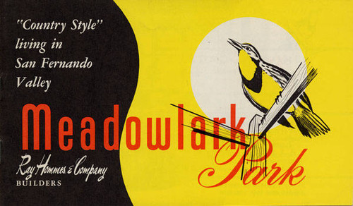 Brochure for the Ray Hommes & Co. Meadowlark Park housing development in Reseda