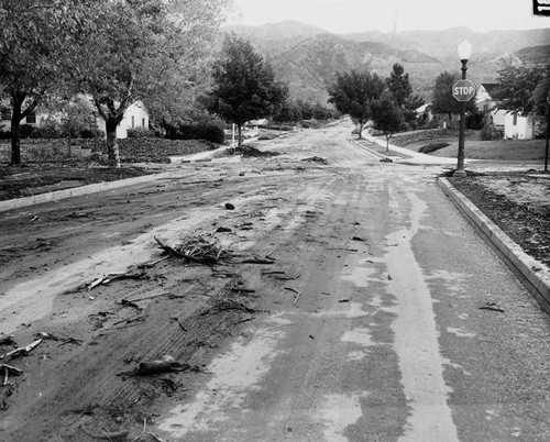 Flooded street, Burbank, 1964