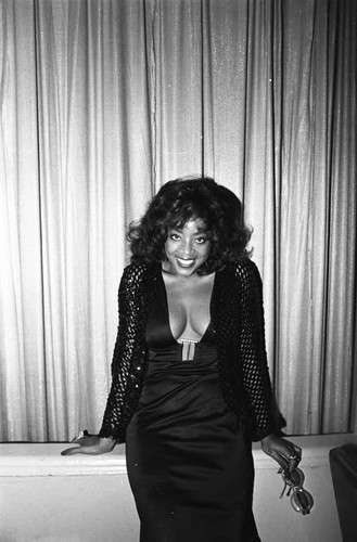 Unidentified woman posing for the camera during the NAACP Image Awards; Los Angeles, 1981