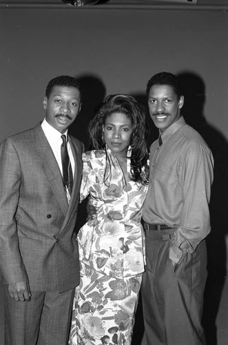 Robert Townsend, Sheryl Lee Ralph and Denzel Washington posing together, Los Angeles, 1989