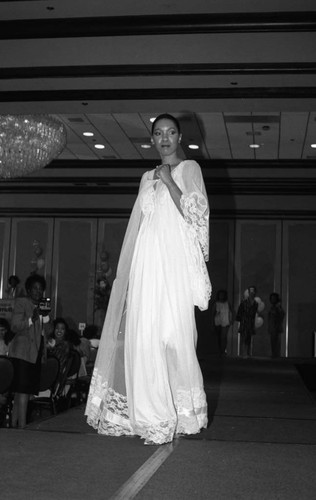 Model walking the runway during the Fantasy in Dreamland fashion show, Los Angeles, 1989