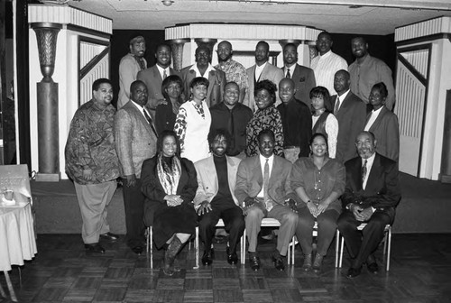 National Newspapers Publishers Association convention attendees posing together, Los Angeles, 1993