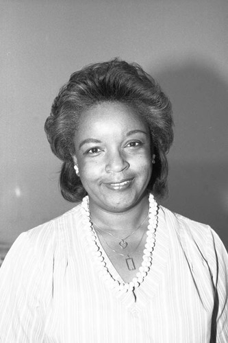 Patricia Crowder posing for a studio portrait, Los Angeles, 1985