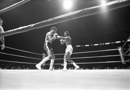 Hedgeman Robertson and Andy Price fighting at The Forum, Inglewood, California,1983