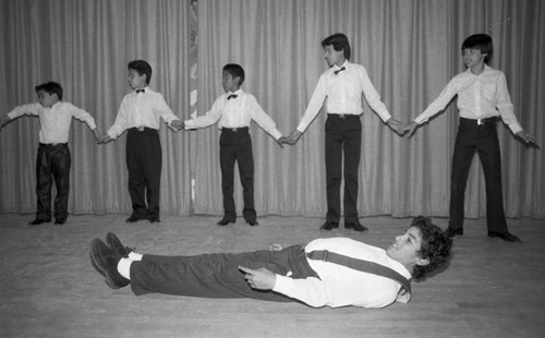 Florence Avenue Elementary School students performing pop and lock routines, Los Angeles, 1983