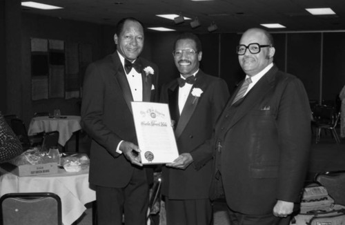 Bishop Charles E. Blake, Sr. receiving a commendation, Los Angeles, 1986