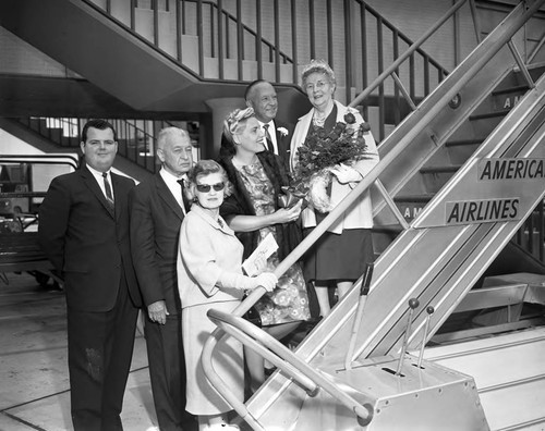 Councilman Harold Henry at airport, Los Angeles, 1963