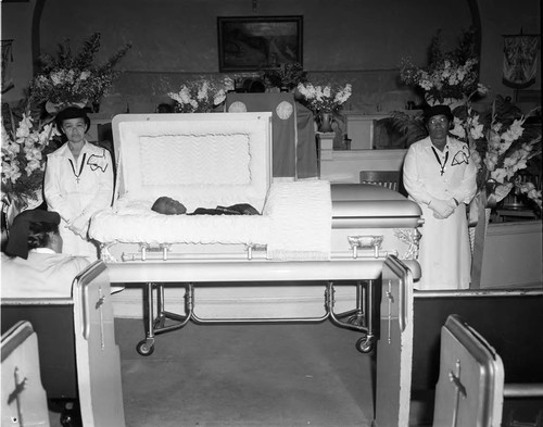 Funeral service for Bishop, Los Angeles, 1949