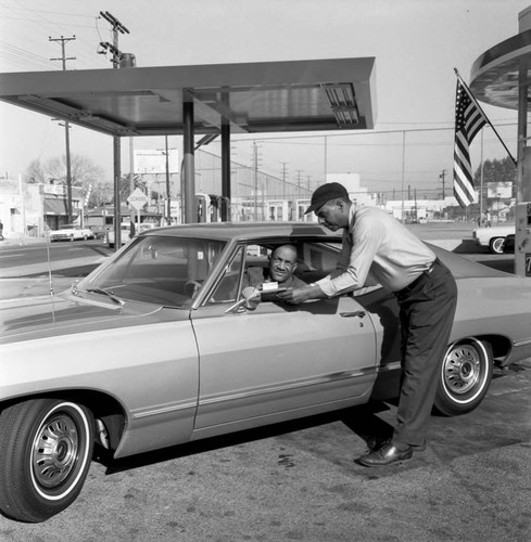 Car at Service station, Los Angeles, 1967