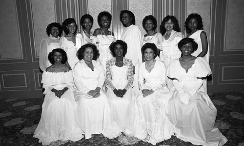 Delta Sigma Theta, Southern California undergraduate representatives posing together, Los Angeles, 1983