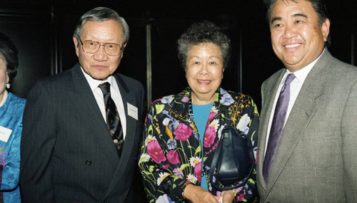 Asian Pacific American Legal Center event participants posing together, Los Angeles, ca. 1989