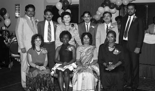 Guests posing together at the Marina Del Rey Hotel, Marina Del Rey, 1989