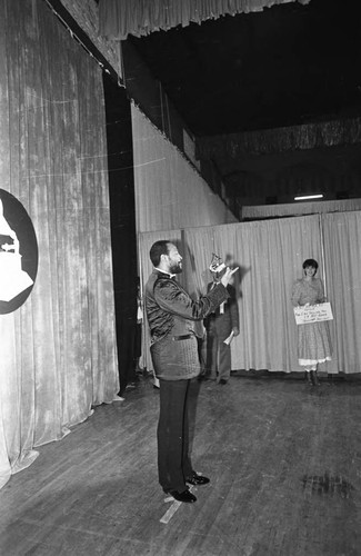 Marvin Gaye posing with his Grammy at the 25th Annual Grammy Awards, Los Angeles, 1983