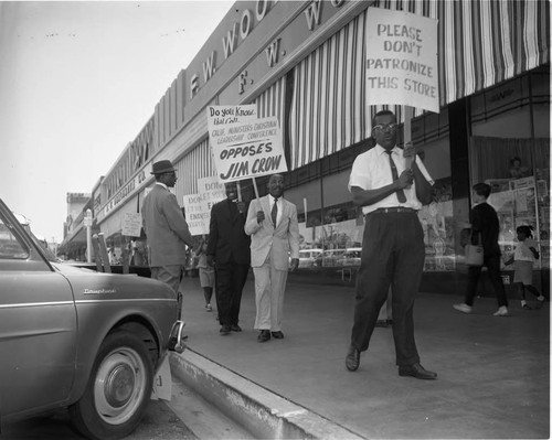 Dr. Martin Luther King Jr. picketing at a Woolworth store, Los Angeles, 1960