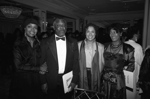 Beverly Todd, Denise Nicholas, and Paula Kelly posing together at the Black Emmy nominees dinner, Los Angeles, 1989