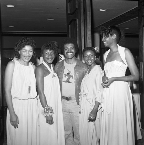 Ted Lange posing with others at the NAACP Image Awards, Los Angeles, 1978