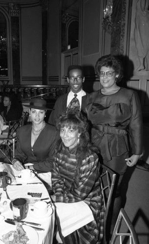 Charles R. Drew Medical Society Auxiliary luncheon attendees posing together, Los Angeles, 1989