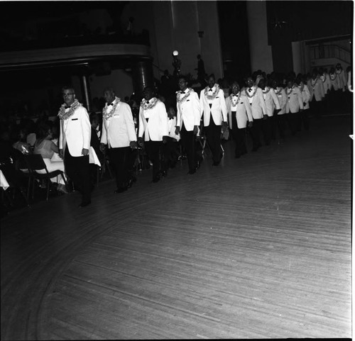 Group of men in a line, Los Angeles