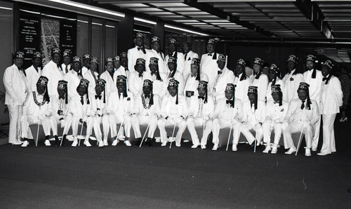 Al Koran members posing for a group portrait, Los Angeles, 1985