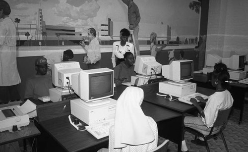 Los Angeles Urban League program participants meeting in a classroom, Los Angeles, 1991