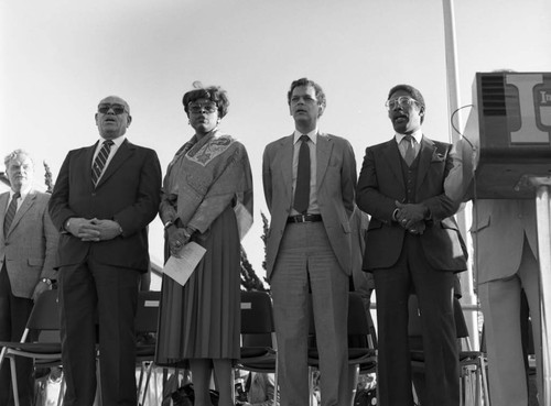 Julian Bond and Diane Watson at a special event, Inglewood, California, 1985