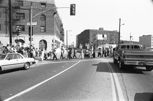 People marching during the Day of Remembrance, Los Angeles, 1982