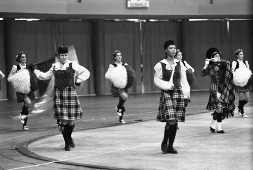 Granada Hills High School students performing at a LAUSD Band and Drill Team Championship, Los Angeles, 1983