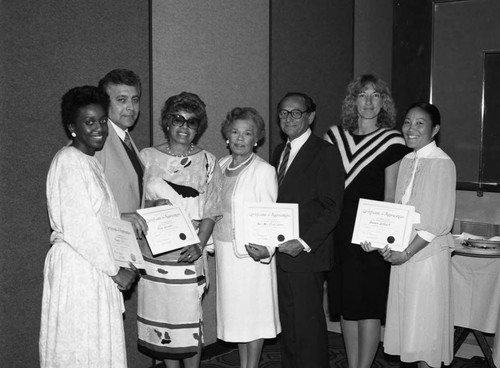 Group photo with People and their Certificates, Los Angeles, 1985