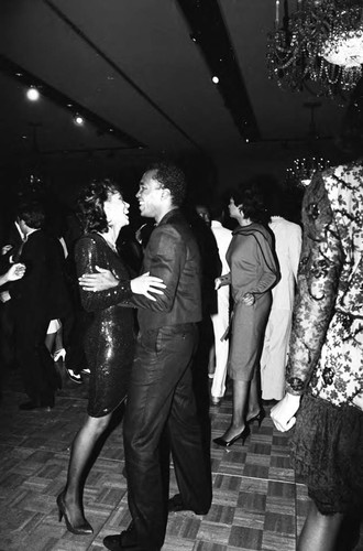 Sugar Ray Leonard dancing at Magic Johnson's birthday party, Los Angeles, 1985