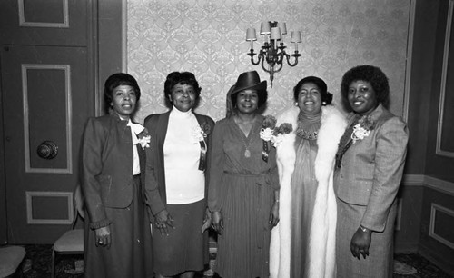 Los Angeles Alumnae Chapter of Delta Sigma Theta Founders Day committee members posing together, Los Angeles, 1983