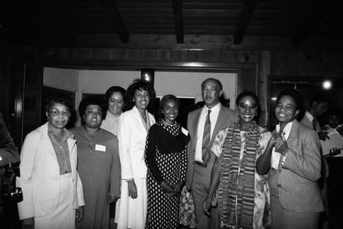 Black Women's Forum event attendees posing for a group portrait, Los Angeles, 1982