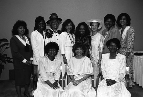 Black Women Lawyers Association event attendees pose for a group portrait, Los Angeles, 1987