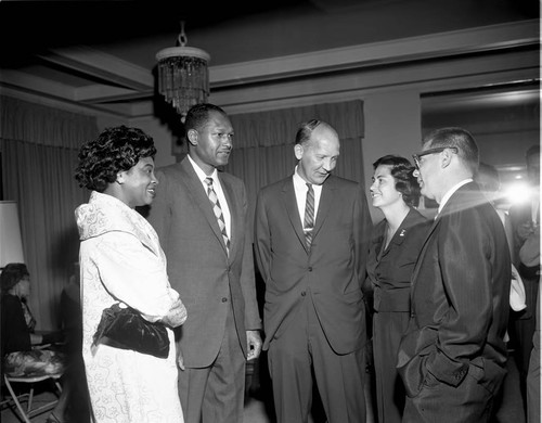 Mayor Bradley and party supporters, Los Angeles, 1963