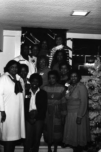 Alpha Gamma Omega and Job Corps members posing together, Los Angeles, 1985