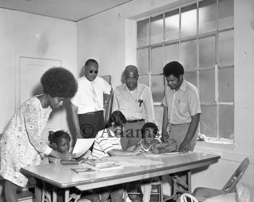 Children learning, Los Angeles, 1976