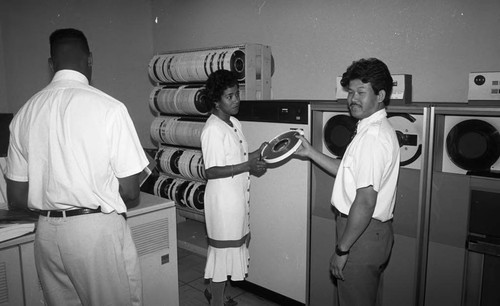 People working in the Urban League Data Processing Training Center, Los Angeles, 1991