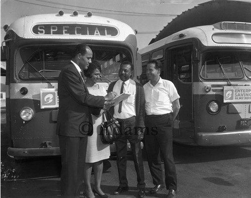 Buses and drivers, Los Angeles, 1967