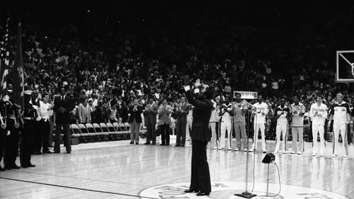 Marvin Gaye Sings National Anthem at NBA All-Star Game; Los Angeles, 1983