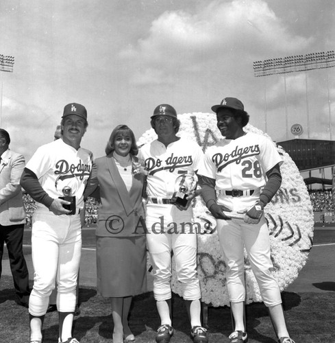 Ethel Bradley, Ron Cey, Steve Yeager, and Pedro Guerrero, Los Angeles, 1982