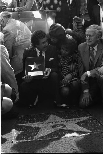 Smokey Robinson receiving his star on the Hollywood Walk of Fame, Los Angeles, 1983