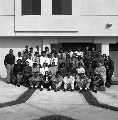 Black College Tour participants posing together, Los Angeles, 1992