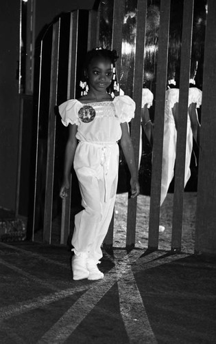 Little Miss Future Model pageant contestant walking the runway, Los Angeles, 1984