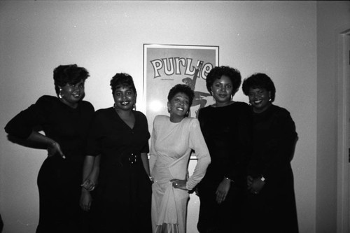 Anita Baker and the Clark Sisters posing together at the 11th Annual BRE Conference, Los Angeles, 1987