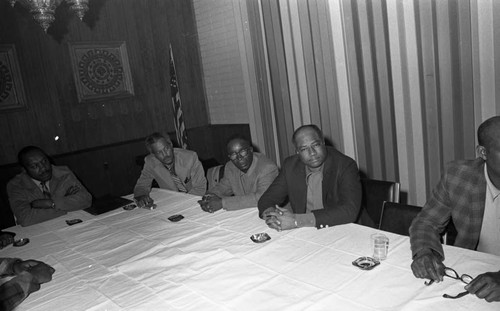 A. Phillip Randolph Institute conference attendees sitting at a table, Los Angeles, 1973