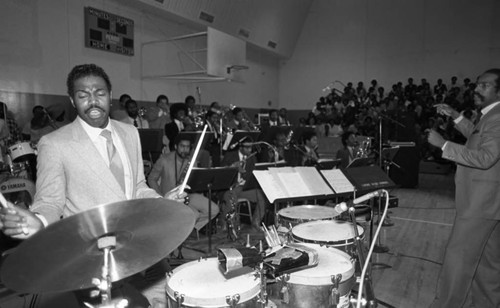 Ndugu Chancler performing at Locke High School, Los Angeles, 1983