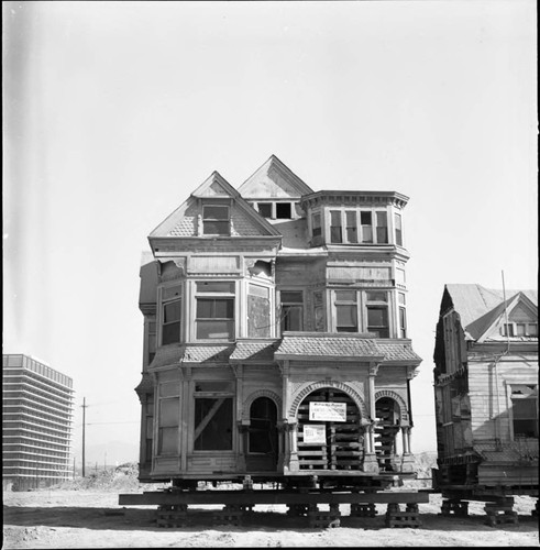 Bunker Hill Historic Houses on Blocks, Los Angeles, 1969